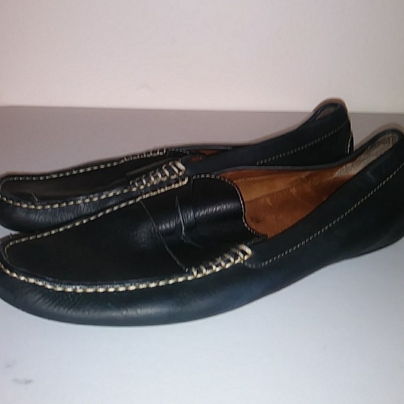 Donald J Pliner Black Pebble Leather Penny Loafers - Picture 3 of 8